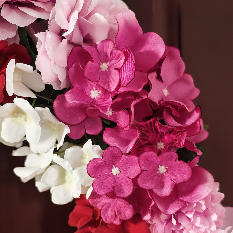 24 Inch Artificial Mixed Flower Wreath with Roses, Impatiens, Chrysanthemums – Foldable Spring Decor
