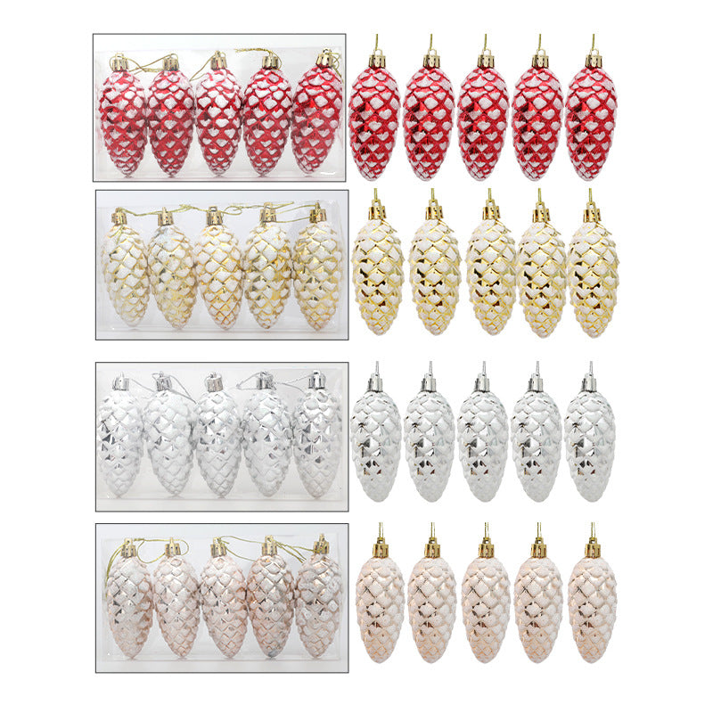 5 Pcs Artificial Snow Spruce Pinecones, 3-4 Inch, White Frosted Crafting and Holiday Decorations