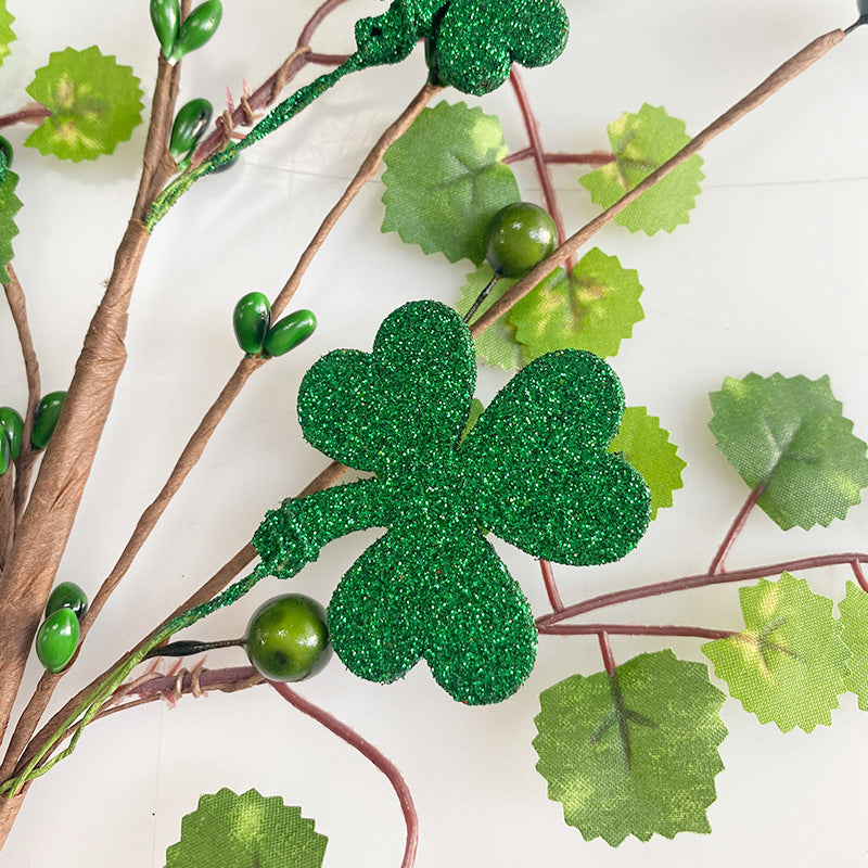Artificial Clover Stems Picks 12 Inch 10 Pcs Green Silk Bulk for St. Patrick's Day Floral Arrangements DIY Crafts
