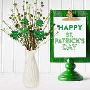 Artificial Clover Stems Picks 12 Inch 10 Pcs Green Silk Bulk for St. Patrick's Day Floral Arrangements DIY Crafts