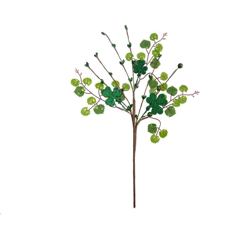 Artificial Clover Stems Picks 12 Inch 10 Pcs Green Silk Bulk for St. Patrick's Day Floral Arrangements DIY Crafts