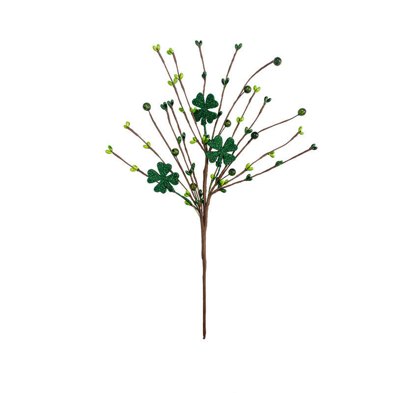 Artificial Clover Stems Picks 12 Inch 10 Pcs Green Silk Bulk for St. Patrick's Day Floral Arrangements DIY Crafts