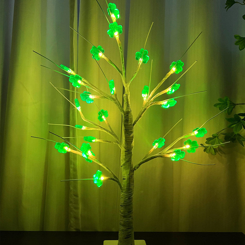 18 Inch Shamrock Tree Lights 10 Pcs Green St. Patrick's Day Decorations Artificial