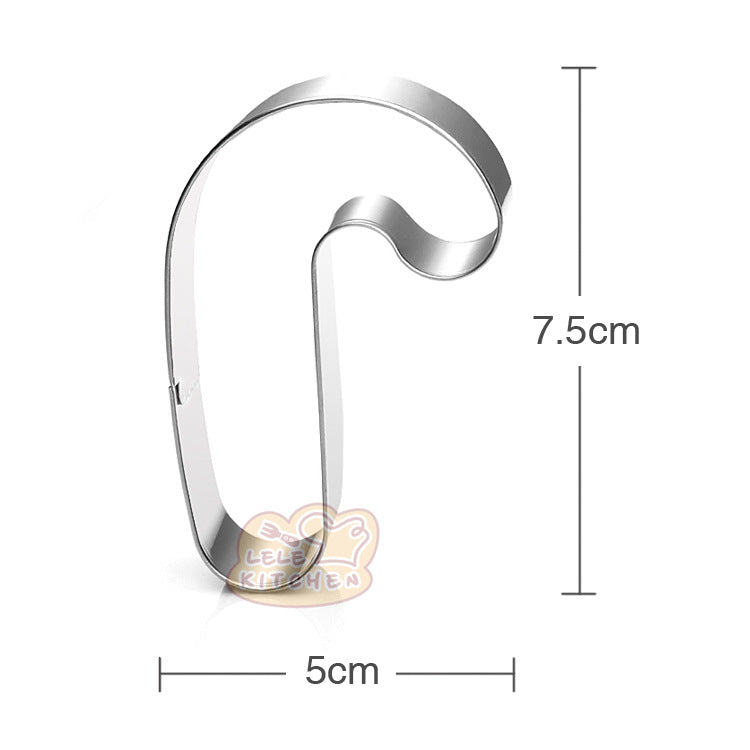 Stainless Steel Candy Cane Cookie Cutter - Christmas Holiday Baking Tool for Cookies, Sushi, Cake Decor