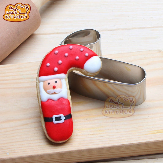 Stainless Steel Candy Cane Cookie Cutter - Christmas Holiday Baking Tool for Cookies, Sushi, Cake Decor