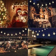 Colorful LED Star String Lights 10 Ft Solar Powered Outdoor Decorative Lights