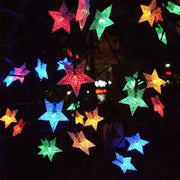 Colorful LED Star String Lights 10 Ft Solar Powered Outdoor Decorative Lights