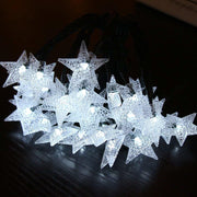Colorful LED Star String Lights 10 Ft Solar Powered Outdoor Decorative Lights