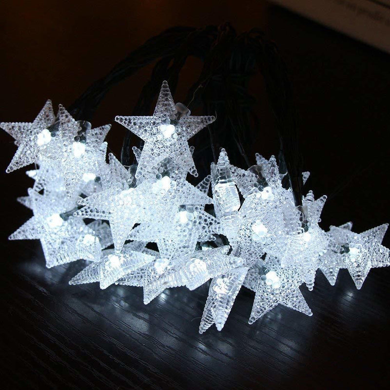 Colorful LED Star String Lights 10 Ft Solar Powered Outdoor Decorative Lights