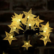 Colorful LED Star String Lights 10 Ft Solar Powered Outdoor Decorative Lights