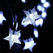 Colorful LED Star String Lights 10 Ft Solar Powered Outdoor Decorative Lights