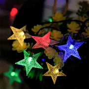 Colorful LED Star String Lights 10 Ft Solar Powered Outdoor Decorative Lights