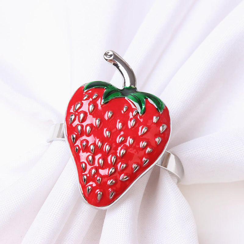 12 Pcs Strawberry Napkin Ring Holders Bulk Set Hawaiian Luau Party Favors Artificial