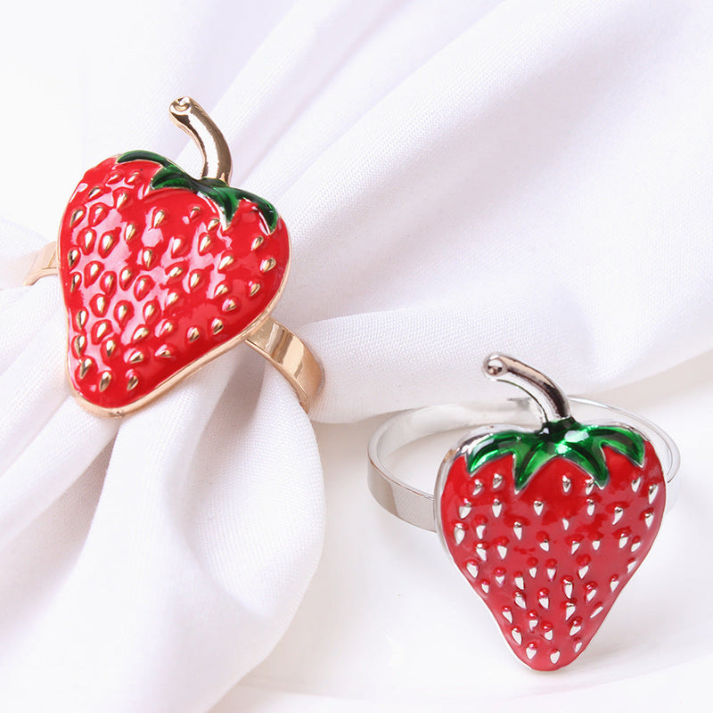 12 Pcs Strawberry Napkin Ring Holders Bulk Set Hawaiian Luau Party Favors Artificial