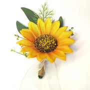 Handmade Sunflower Boutonniere 10 Pcs Wedding Party Artificial Flower Accessories