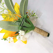 Handmade Sunflower Boutonniere 10 Pcs Wedding Party Artificial Flower Accessories