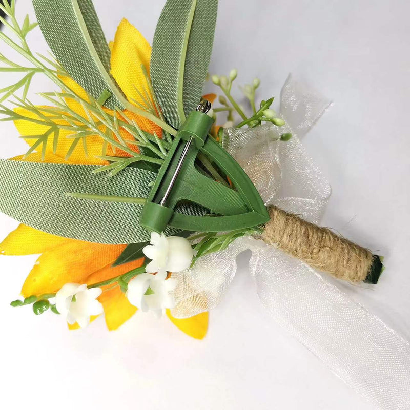 Handmade Sunflower Boutonniere 10 Pcs Wedding Party Artificial Flower Accessories
