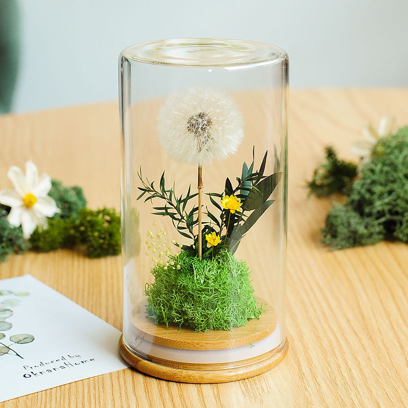 Preserved Artificial Flowers Ornament in Glass Dome Holiday Decoration Gift