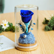 Preserved Artificial Flowers Ornament in Glass Dome Holiday Decoration Gift