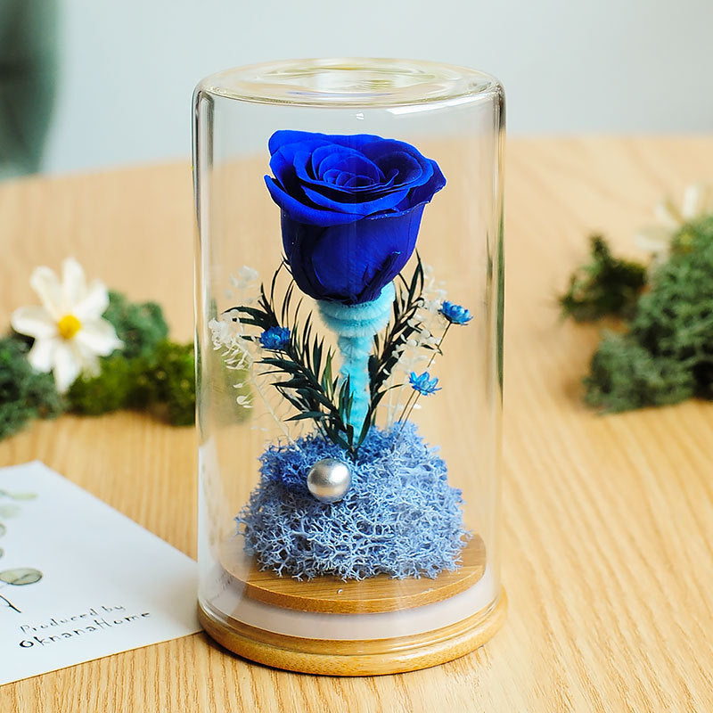 Preserved Artificial Flowers Ornament in Glass Dome Holiday Decoration Gift
