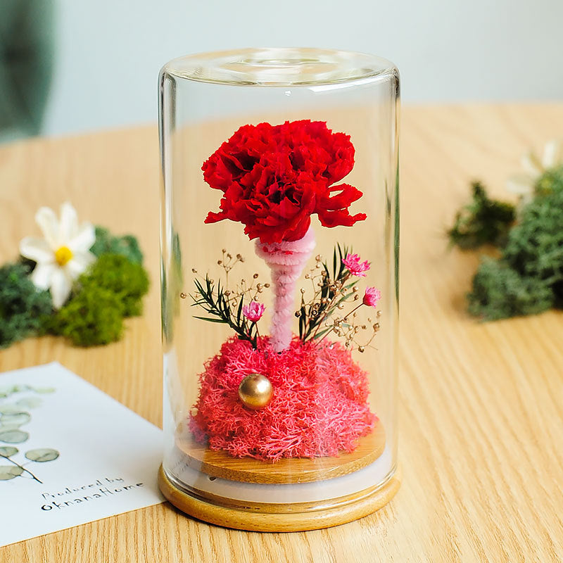 Preserved Artificial Flowers Ornament in Glass Dome Holiday Decoration Gift