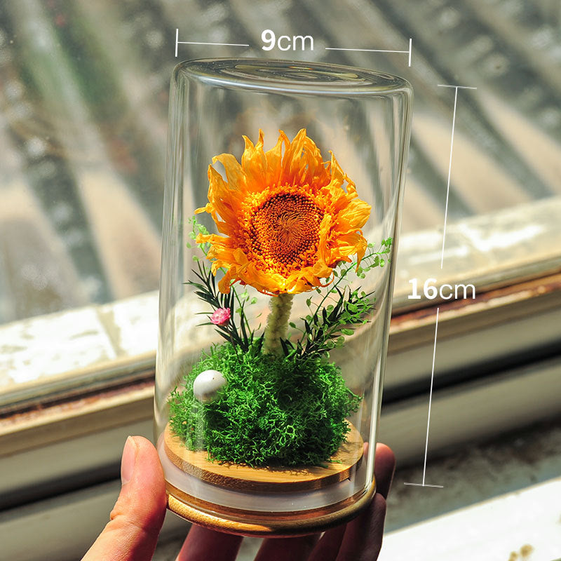 Preserved Artificial Flowers Ornament in Glass Dome Holiday Decoration Gift