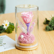 Preserved Artificial Flowers Ornament in Glass Dome Holiday Decoration Gift