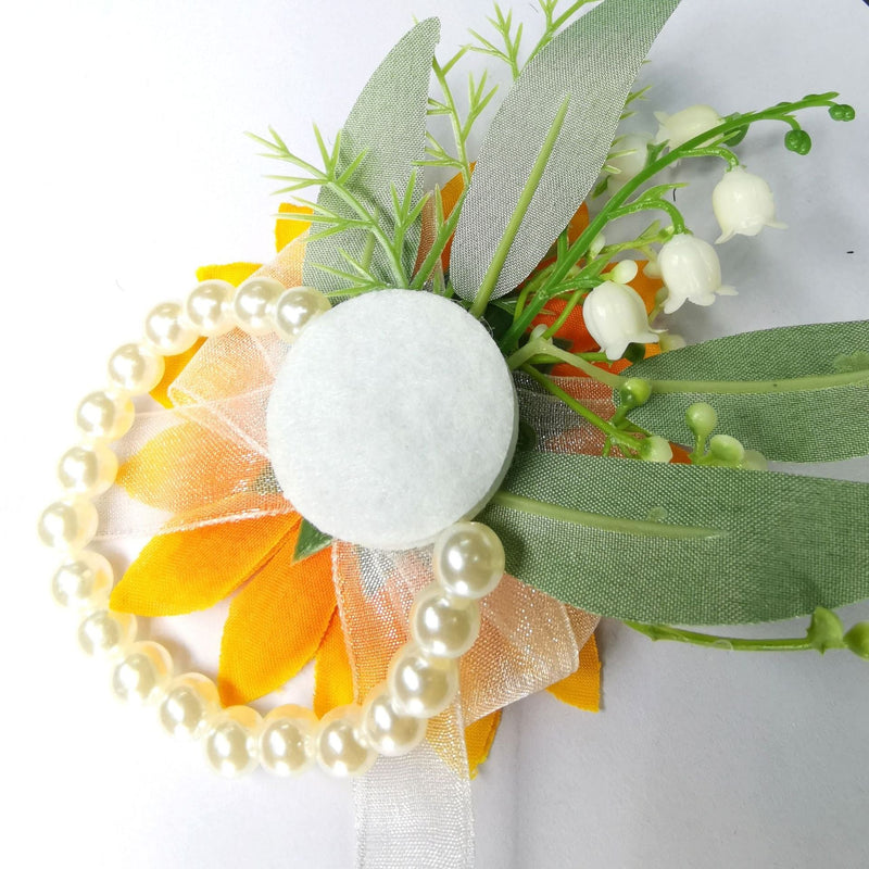 Sunflower Wrist Corsage with Beads, Bulk Artificial Flower Accessory, Multiple Pieces
