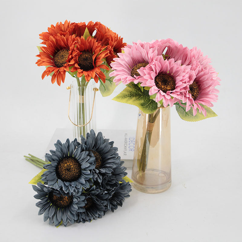 12 Inch Artificial Silk Sunflower Bouquet 10 Stems Autumn Decoration Bulk