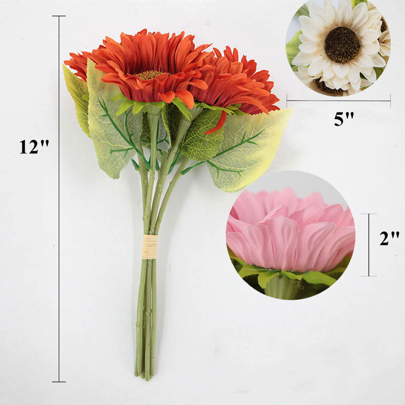 12 Inch Artificial Silk Sunflower Bouquet 10 Stems Autumn Decoration Bulk