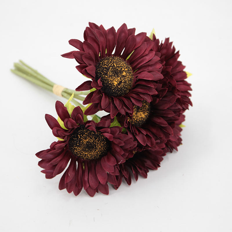 12 Inch Artificial Silk Sunflower Bouquet 10 Stems Autumn Decoration Bulk