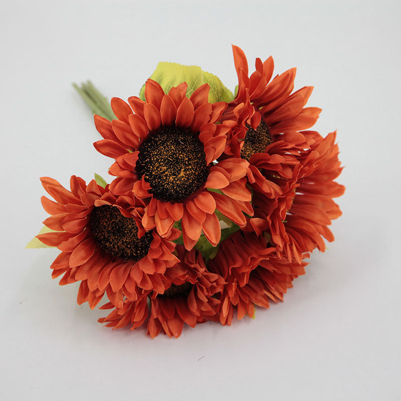 12 Inch Artificial Silk Sunflower Bouquet 10 Stems Autumn Decoration Bulk