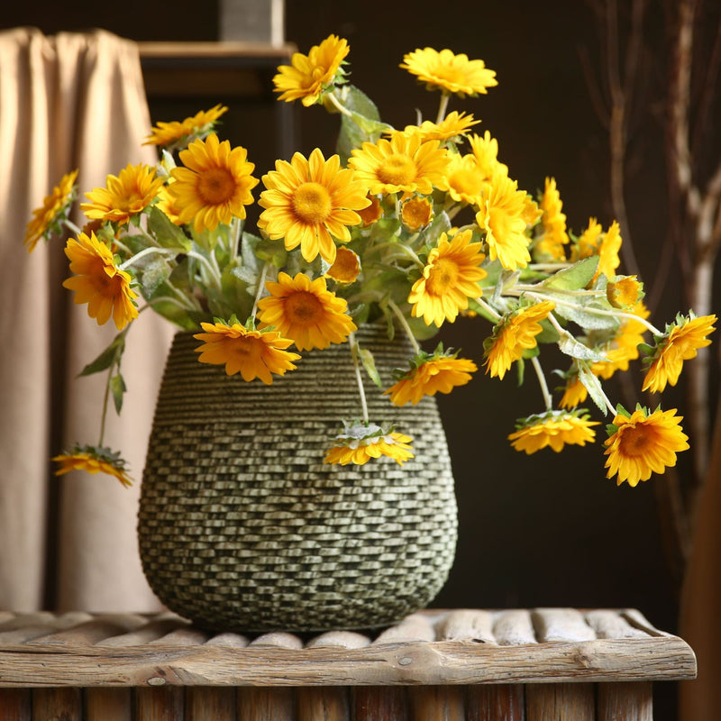 25 Inch Artificial Silk Sunflowers Long Stem Branches 10 Pcs Bulk Wholesale