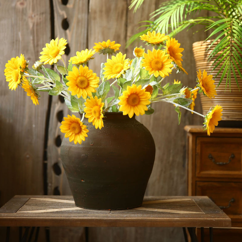 25 Inch Artificial Silk Sunflowers Long Stem Branches 10 Pcs Bulk Wholesale