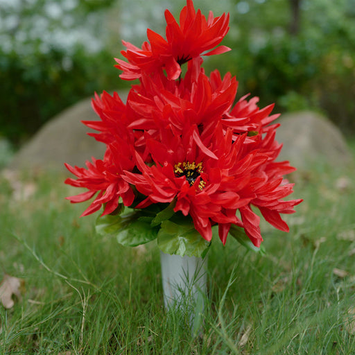 Artificial Chrysanthemum Mum Bush Flowers 10 Pcs 12 Inch Bulk Bouquet for Cemetery Graves Memorial Arrangements