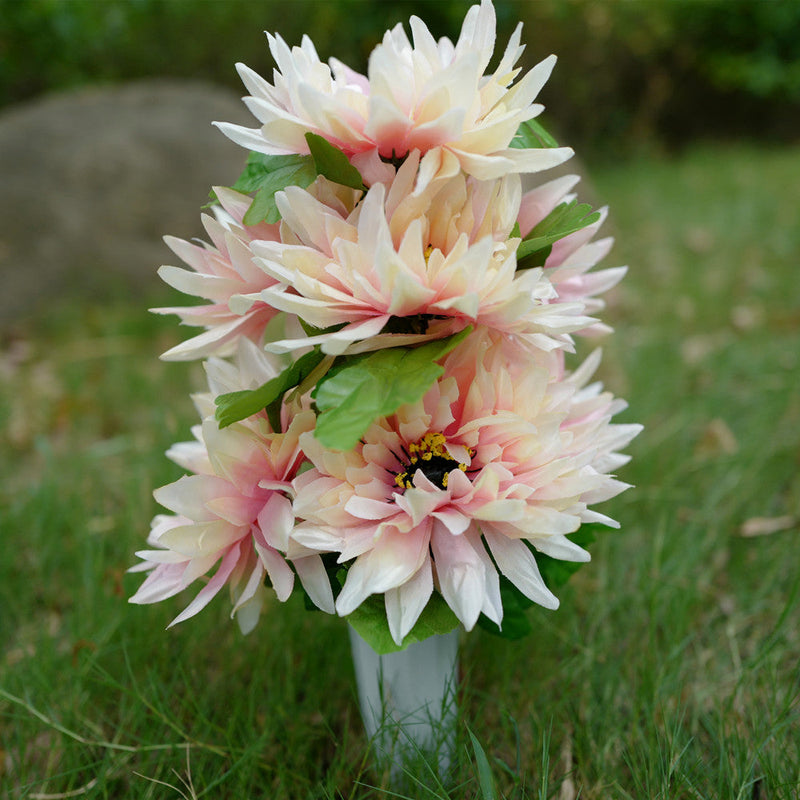 Artificial Chrysanthemum Mum Bush Flowers 10 Pcs 12 Inch Bulk Bouquet for Cemetery Graves Memorial Arrangements