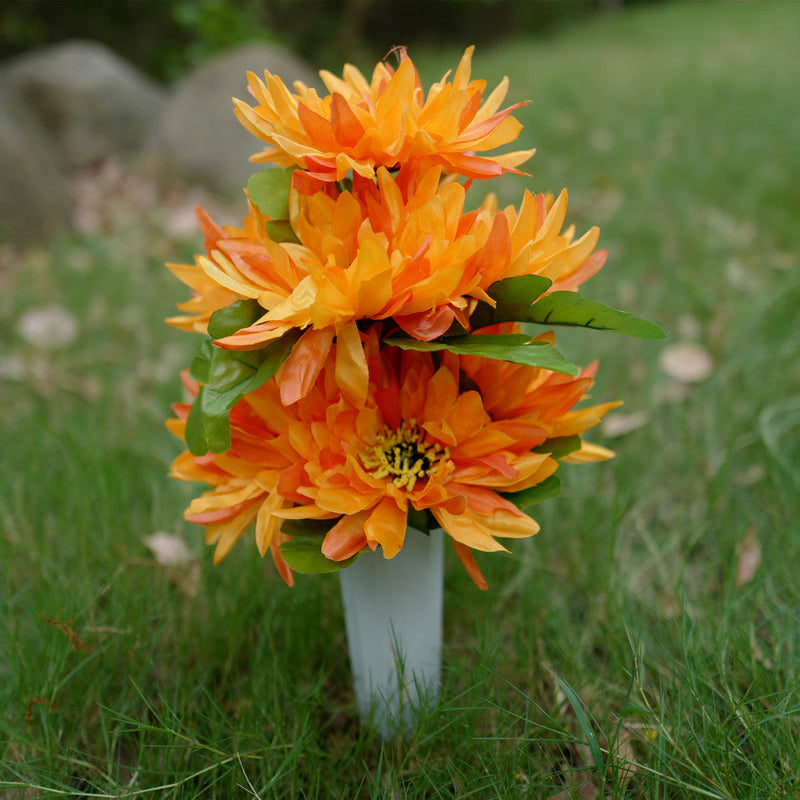 Artificial Chrysanthemum Mum Bush Flowers 10 Pcs 12 Inch Bulk Bouquet for Cemetery Graves Memorial Arrangements