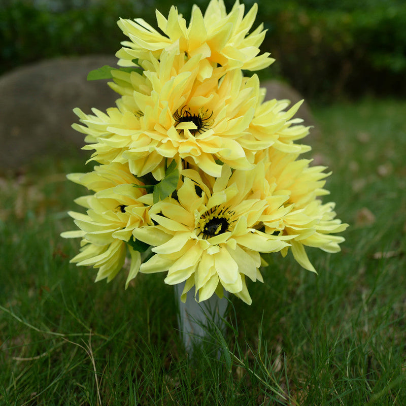 Artificial Chrysanthemum Mum Bush Flowers 10 Pcs 12 Inch Bulk Bouquet for Cemetery Graves Memorial Arrangements