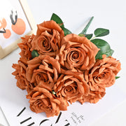 20 Colors Tea Rose Bush Bouquet Artificial Silk Flowers Bulk Wholesale 20 Pcs