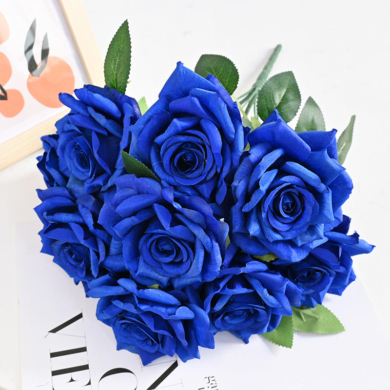 20 Colors Tea Rose Bush Bouquet Artificial Silk Flowers Bulk Wholesale 20 Pcs