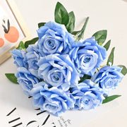 20 Colors Tea Rose Bush Bouquet Artificial Silk Flowers Bulk Wholesale 20 Pcs