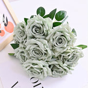 20 Colors Tea Rose Bush Bouquet Artificial Silk Flowers Bulk Wholesale 20 Pcs