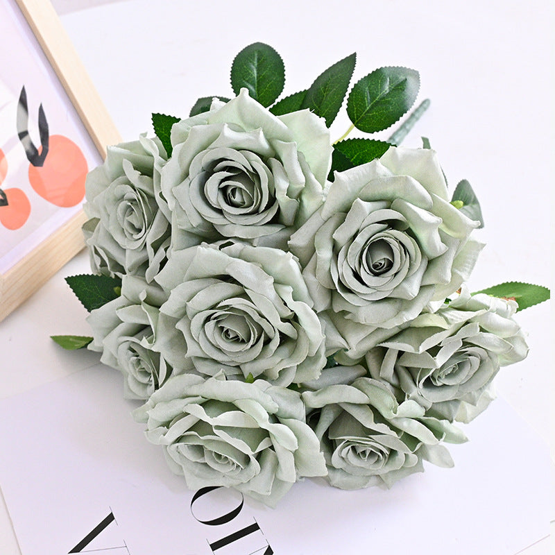 20 Colors Tea Rose Bush Bouquet Artificial Silk Flowers Bulk Wholesale 20 Pcs