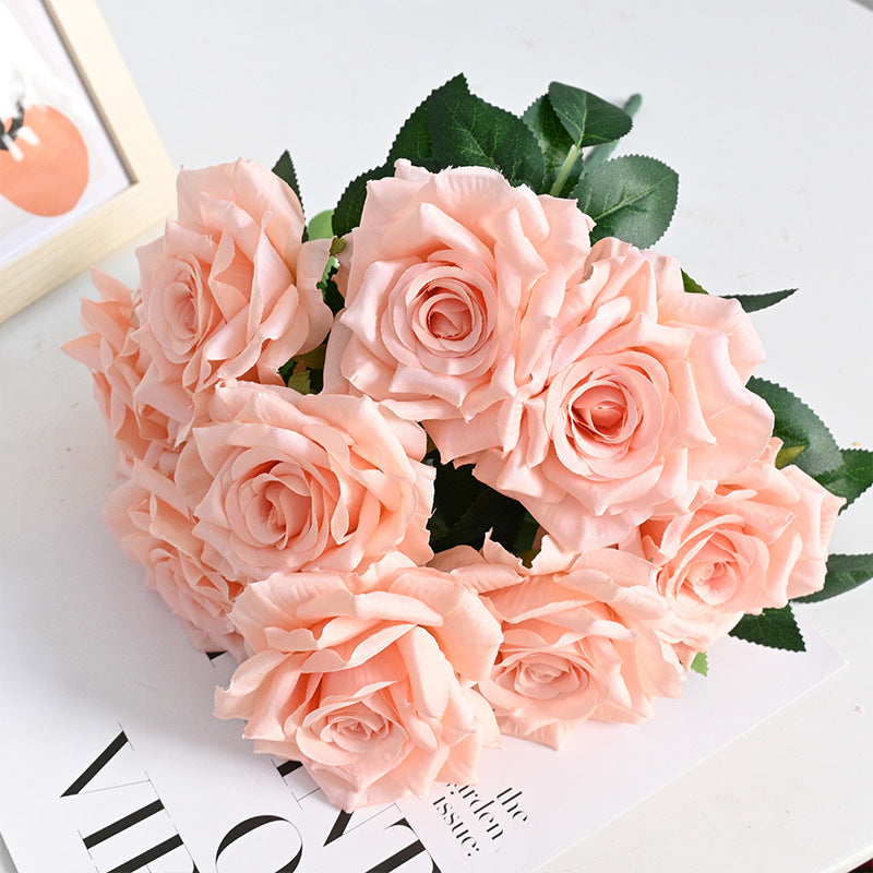 20 Colors Tea Rose Bush Bouquet Artificial Silk Flowers Bulk Wholesale 20 Pcs