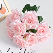 20 Colors Tea Rose Bush Bouquet Artificial Silk Flowers Bulk Wholesale 20 Pcs