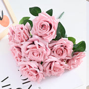 20 Colors Tea Rose Bush Bouquet Artificial Silk Flowers Bulk Wholesale 20 Pcs