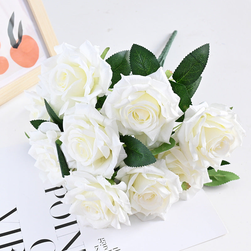 20 Colors Tea Rose Bush Bouquet Artificial Silk Flowers Bulk Wholesale 20 Pcs