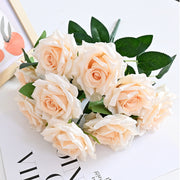 20 Colors Tea Rose Bush Bouquet Artificial Silk Flowers Bulk Wholesale 20 Pcs