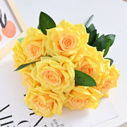 20 Colors Tea Rose Bush Bouquet Artificial Silk Flowers Bulk Wholesale 20 Pcs
