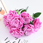 20 Colors Tea Rose Bush Bouquet Artificial Silk Flowers Bulk Wholesale 20 Pcs